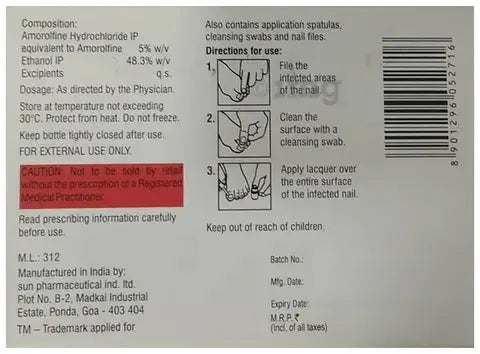 Fungicros Nail Lacquer 2.5ml – Amorolfine-Based Anti-Fungal Nail Treatment for Fungal Infections V2deliver.com