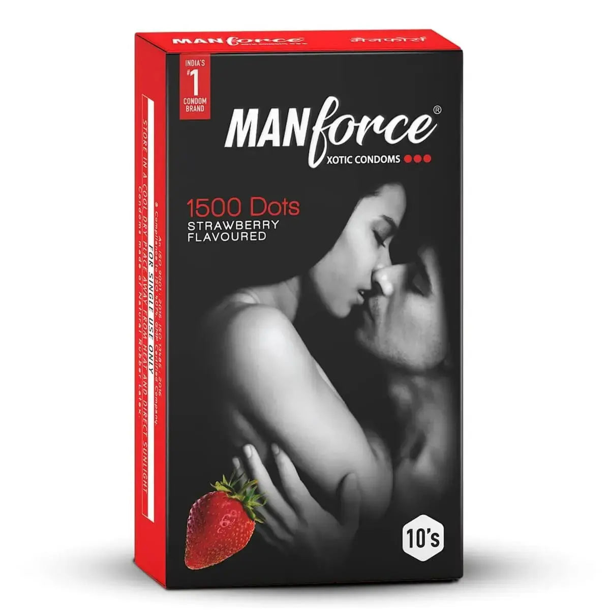 Manforce 1500 Dots Condoms Strawberry Flavour 10 Count | Extra Stimulation & Flavored Intimacy | Xotic Series V2deliver.com