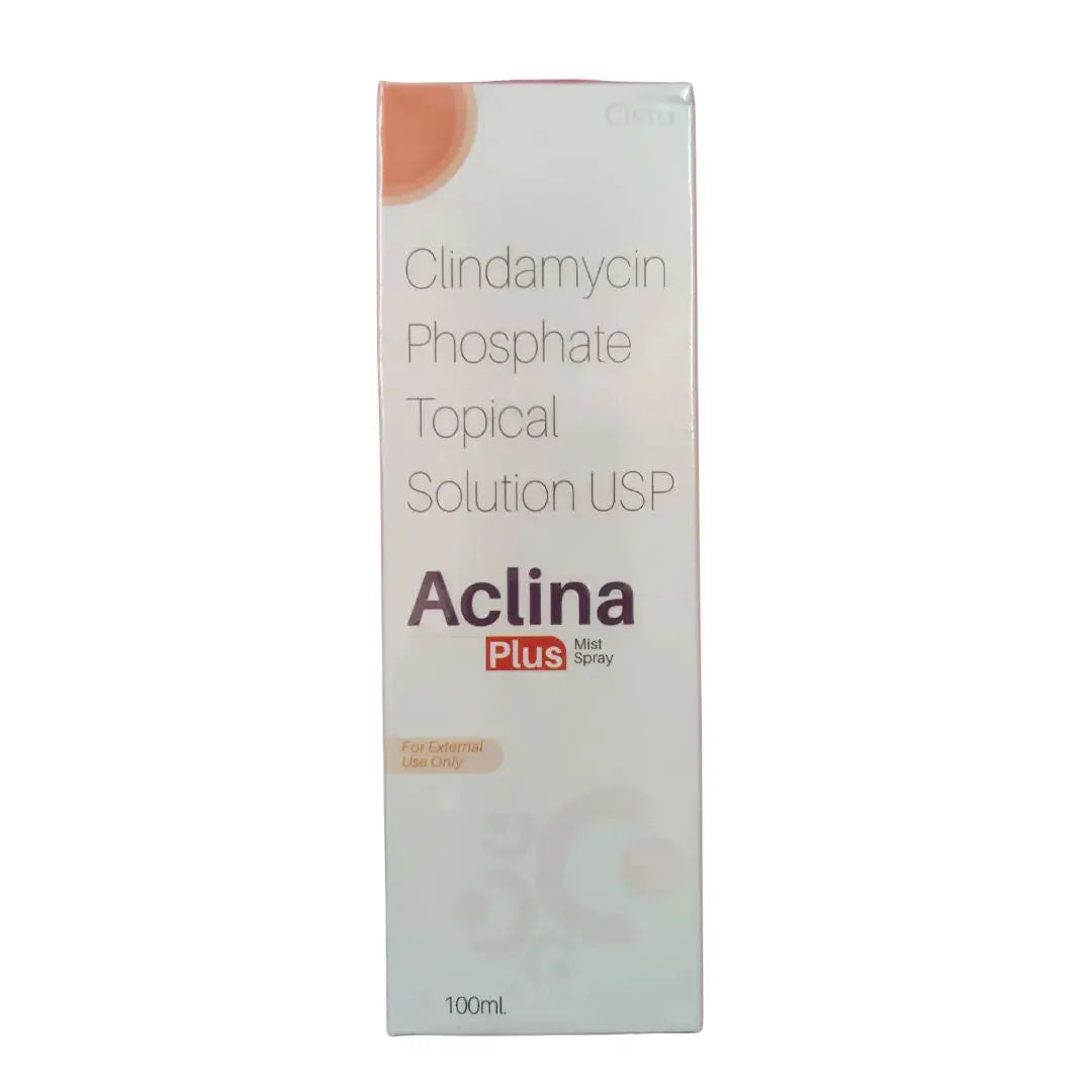 Aclina Plus Mist Spray 100ml | Clindamycin Phosphate 1% Topical Solution | Acne & Bacterial Skin Treatment V2deliver.com