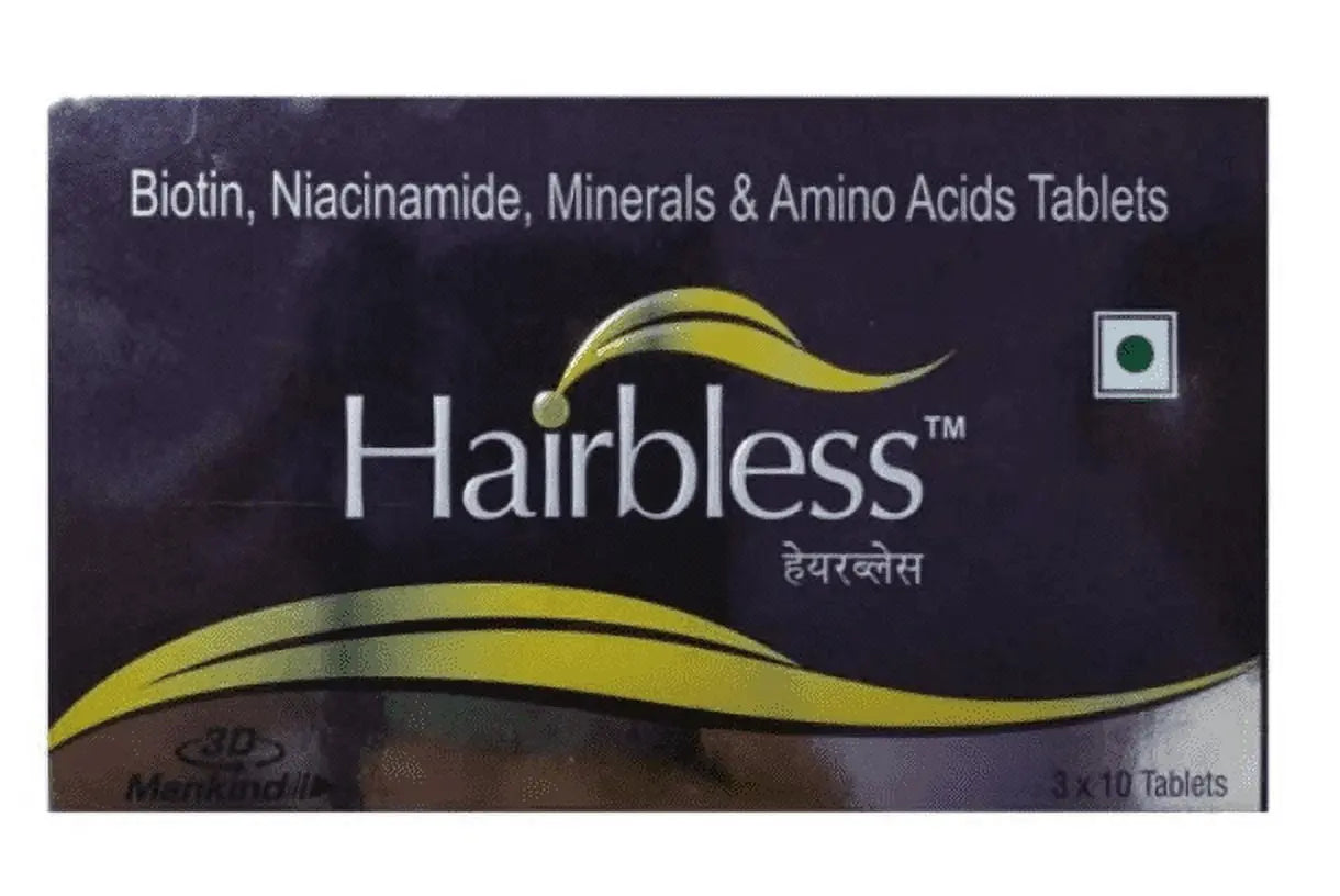 Hairbless Hair Growth Tablets (Pack of 30) | Vitamins, Minerals & Amino Acids for Reduced Hair Fall & Strengthened Follicles