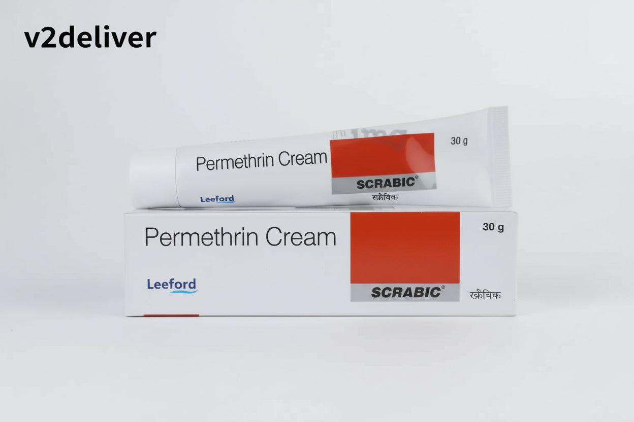 Scrabic Permethrin 5% Cream Pack of 2 (30g Each) – permethrin cream for scabies V2deliver.com