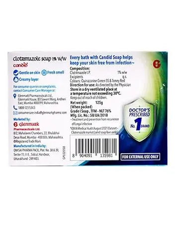 Candid Medicated Antifungal Soap 125 g | Clotrimazole Bath & Body Solution