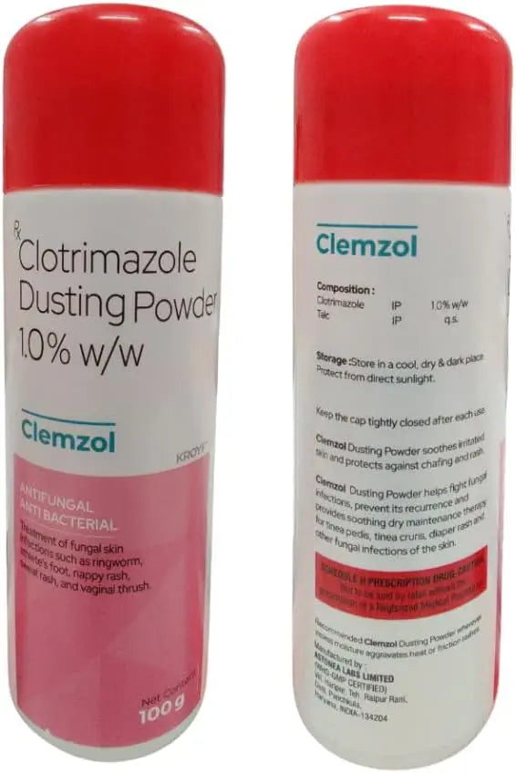 Clemzol Anti-Fungal Dusting Powder 100gm (Pack of 2) | Relief from Skin Irritation, Rashes & Sweat Itch