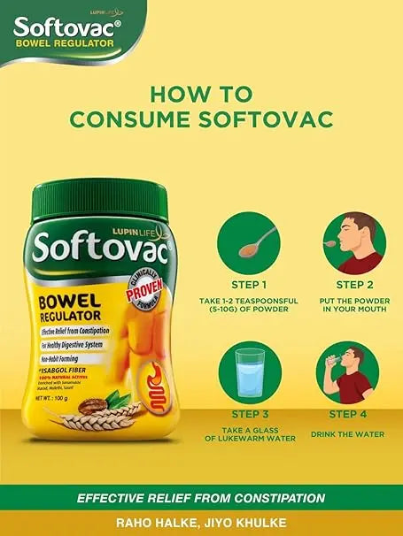 Softovac Bowel Regulator 100g | Ayurvedic Formula for Constipation Relief & Regular Bowel Movement