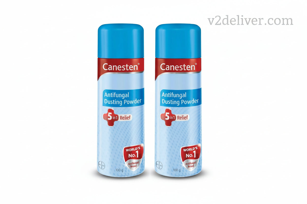Canesten Dusting Powder 100g Pack of 2 | Antifungal Powder for Prickly Heat, Itching & Redness Relief V2deliver.com