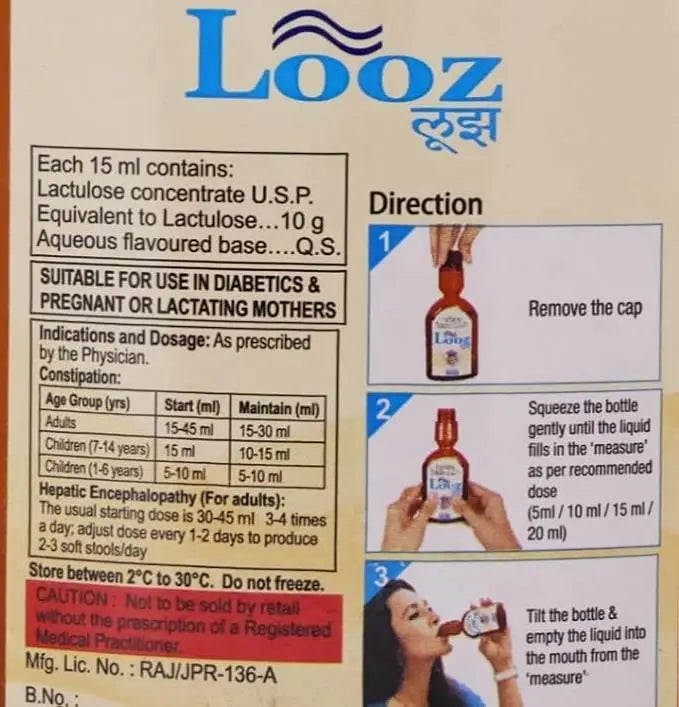 Looz Oral Solution 210ml – Lactulose Syrup for Constipation Relief
