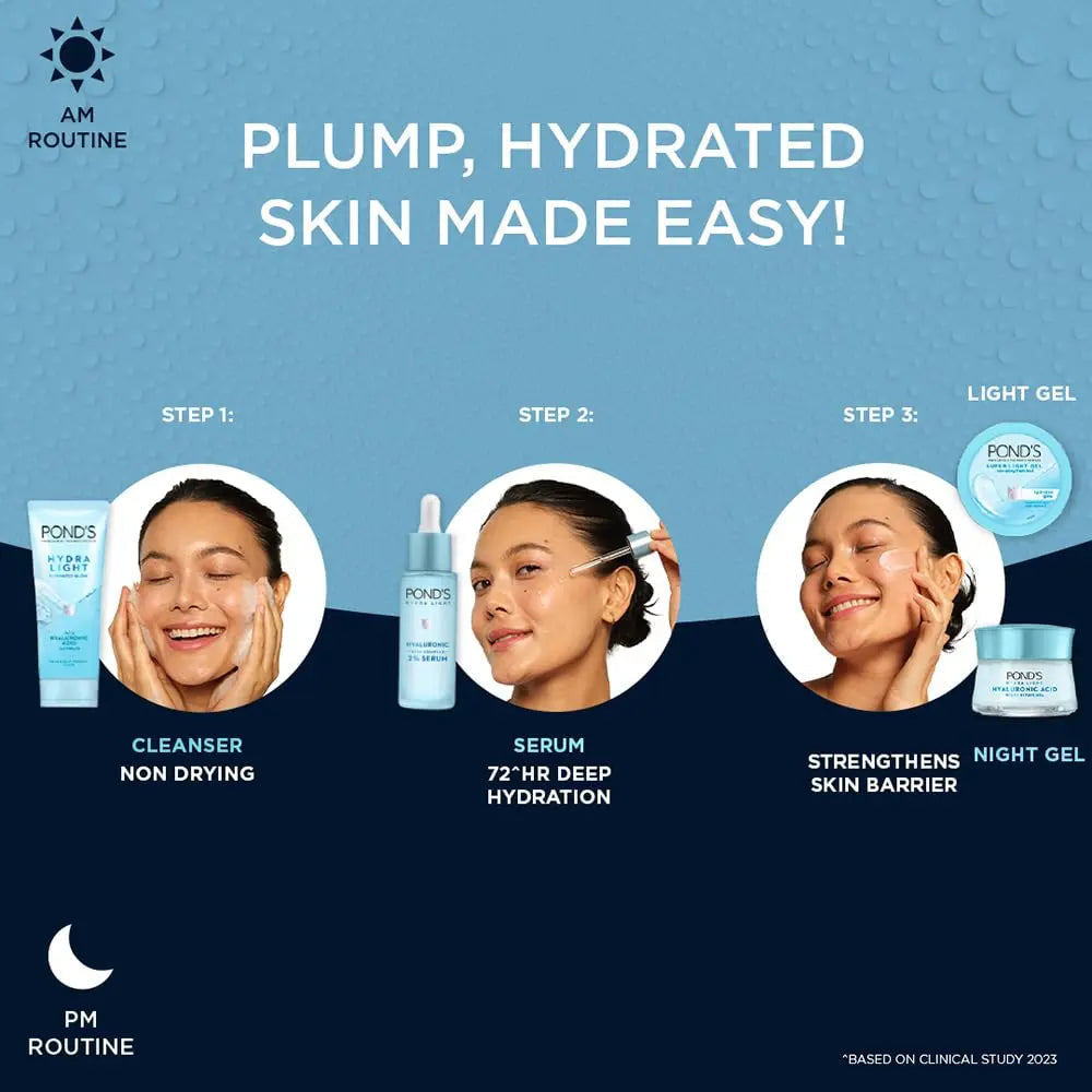 POND'S Hydra Light 2% Hyaluronic Acid Complex Serum – 28ml | 72 Hr Deep Hydration for Glowing, Plump Skin