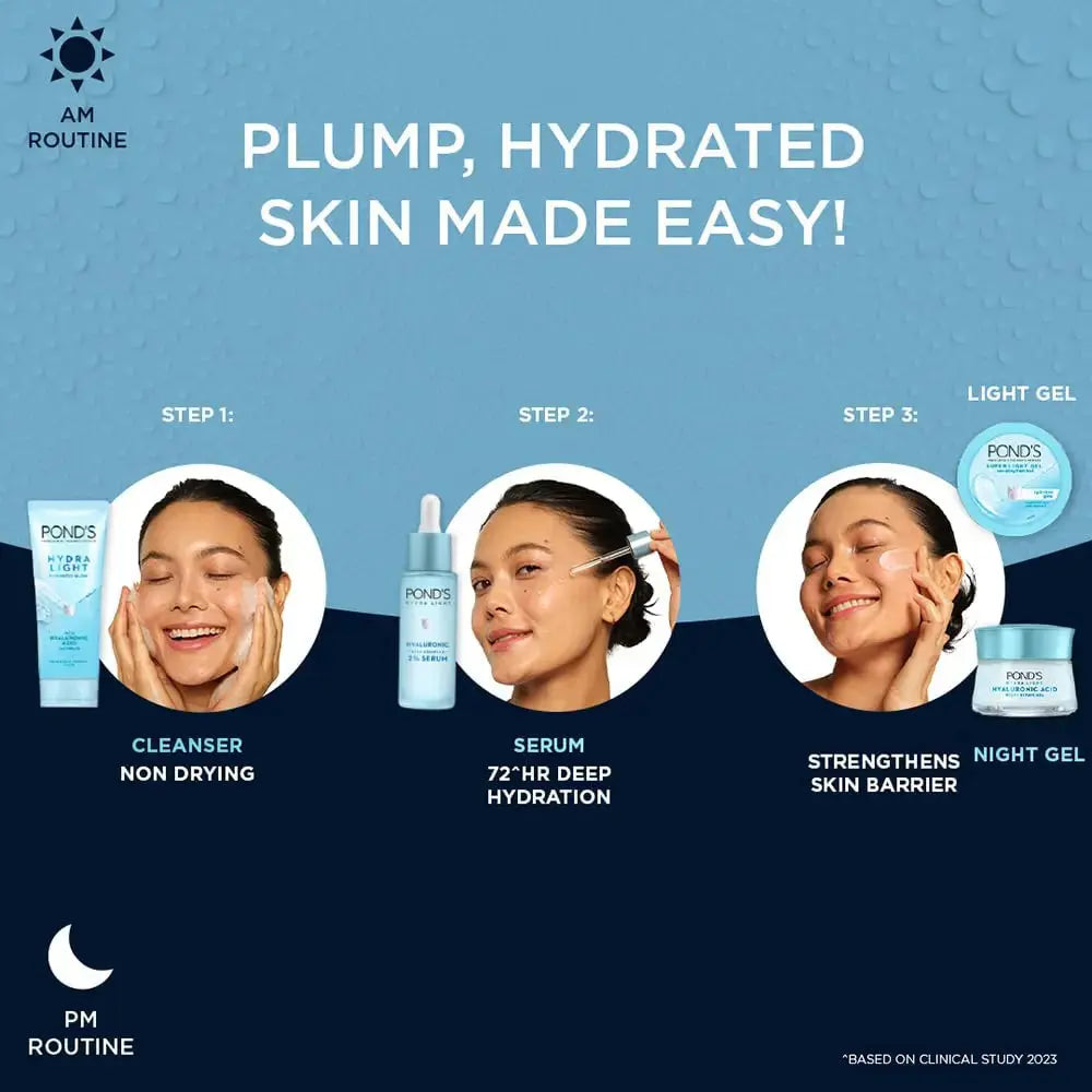 POND'S Hydra Light 2% Hyaluronic Acid Complex Serum – 28ml | 72 Hr Deep Hydration for Glowing, Plump Skin V2deliver.com