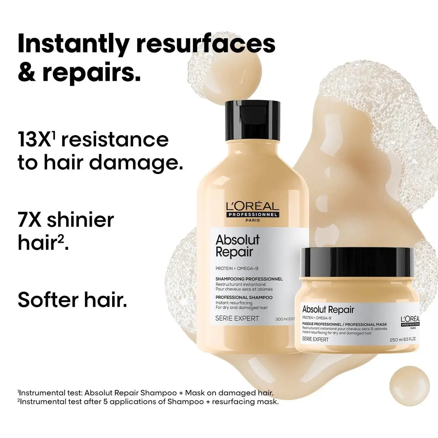 L'Oreal Professionnel Absolut Repair Shampoo 300ml & Hair Mask 250g – Intense Repair Combo for Damaged Hair V2deliver.com