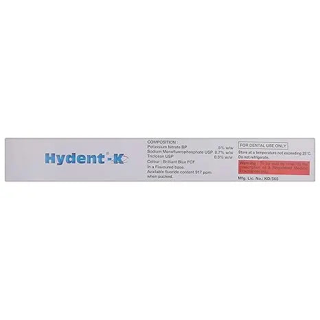 Hydent-K Toothpaste for Sensitive Teeth 100gm | Medicated Oral Gel with Fluoride | Relief from Tooth Sensitivity & Cavity Protection