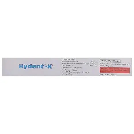 Hydent-K Toothpaste for Sensitive Teeth 100gm | Medicated Oral Gel with Fluoride | Relief from Tooth Sensitivity & Cavity Protection V2deliver.com