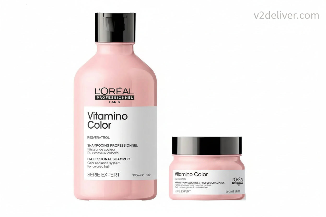 L’Oréal Serie Expert Vitamino Color Duo – Shampoo 10.1 oz & Masque 8.4 oz | Color Protection Hair Care Set V2deliver.com