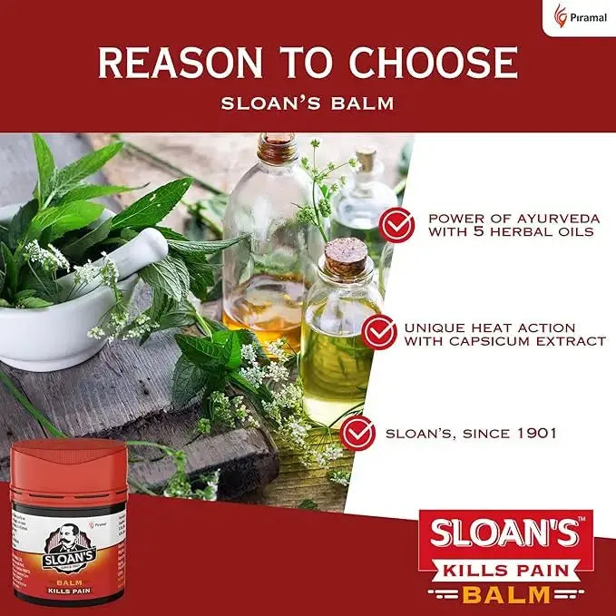 Sloan’s Balm 20 g | Herbal Pain Relief Balm with Capsicum & Ayurvedic Oils | For Muscle, Joint & Neck Pain V2deliver.com