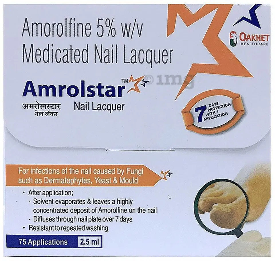 Amrolstar Nail Lacquer 2.5ml | Anti-Fungal Treatment for Nail Discoloration & Onychomycosis