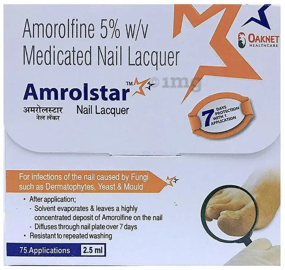 Amrolstar Nail Lacquer 2.5ml | Anti-Fungal Treatment for Nail Discoloration & Onychomycosis V2deliver.com