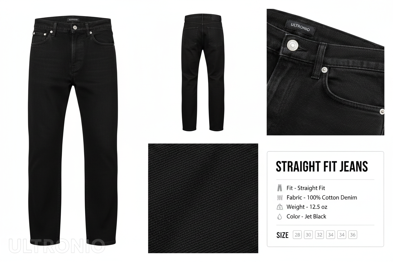 Ultronio Straight Fit Jeans – Black