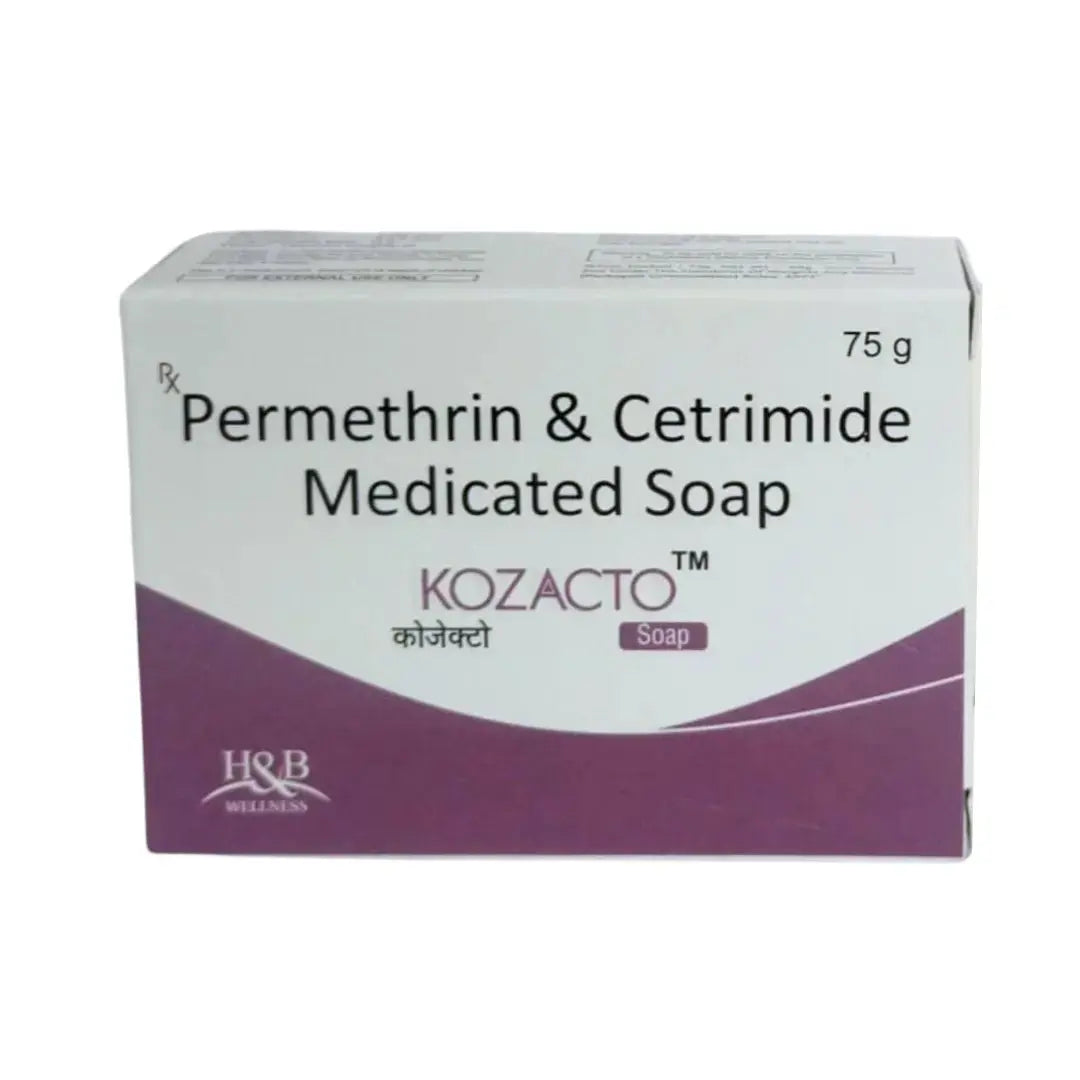 Kozacto Soap 75gm Pack of 2 | Permethrin & Cetrimide Soap for Scabies, Skin Protection & Hygiene V2deliver.com