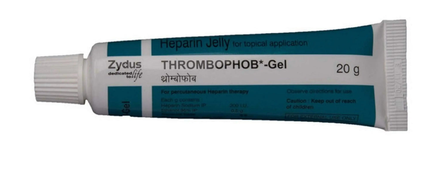 Zydus Thrombophob Gel 30gm | Heparin Sodium Topical Gel for Bruises, Swelling & Thrombosis Relief