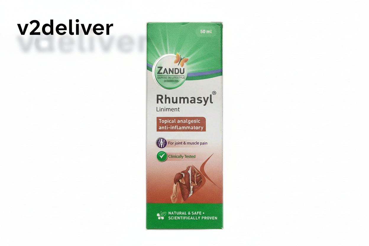 Zandu Rhumasyl Liniment Green 100 ml | Fast-Acting Ayurvedic Pain Relief for Joints, Muscles & Back V2deliver.com