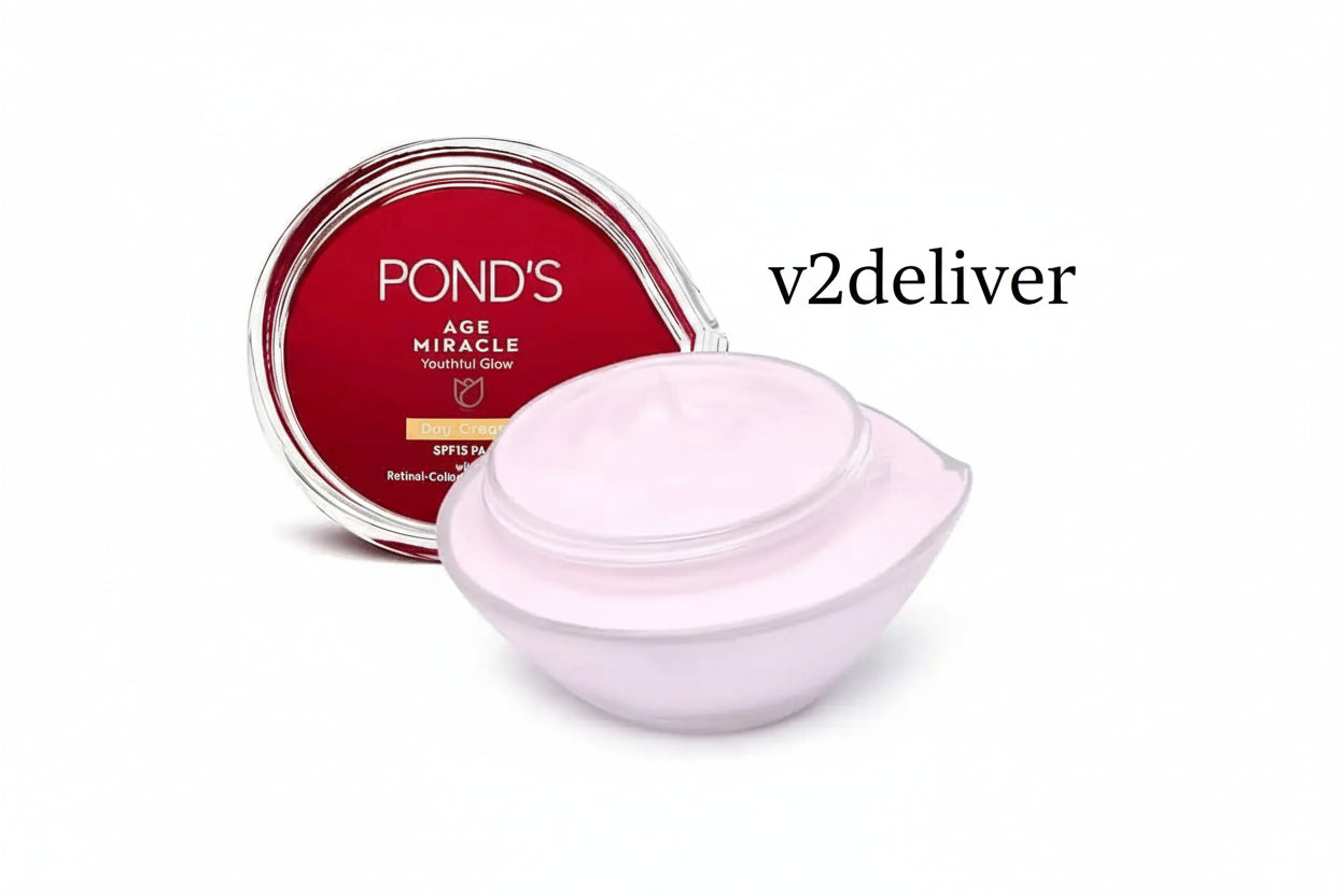 Pond's Age Miracle Youthful Glow Day Cream with SPF 15 PA++, Anti-Ageing Cream, With 10% Retinol-Collagen B3 Complex, Reduce Fine Lines & Combat Sagging Skin, 50g V2deliver.com