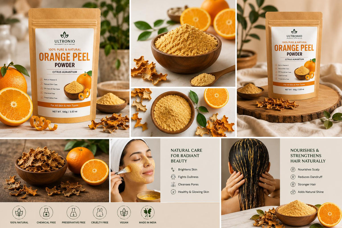 100% Pure Orange Peel Powder for Face & Hair