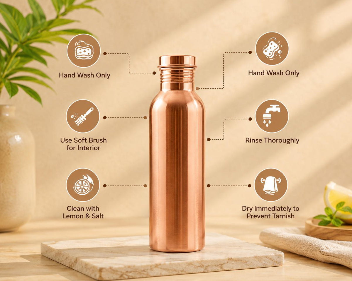 Handmade Pure Copper Water Bottle | 1 Liter Ayurvedic Wellness, Eco-Friendly Hydration