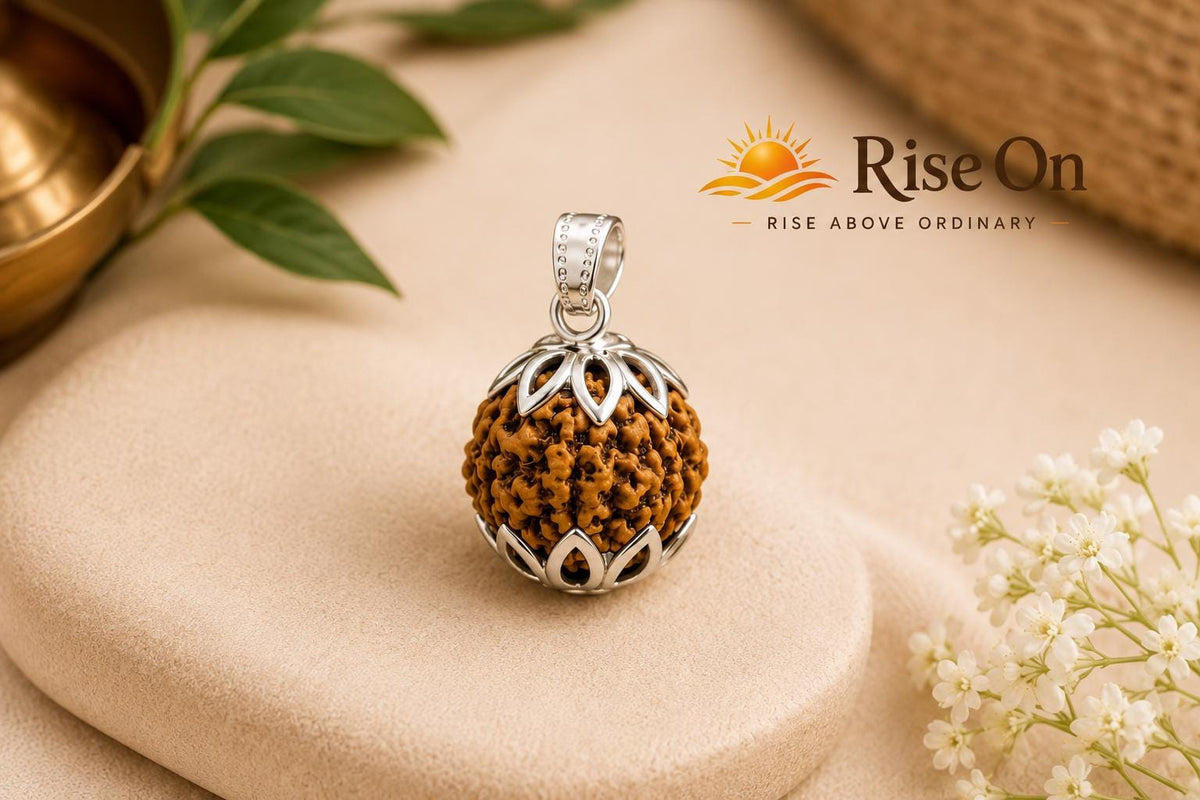 7 Mukhi Rudraksha Pendant | 925 Sterling Silver | Goddess Mahalakshmi Sacred Necklace | Natural Spiritual Jewelry