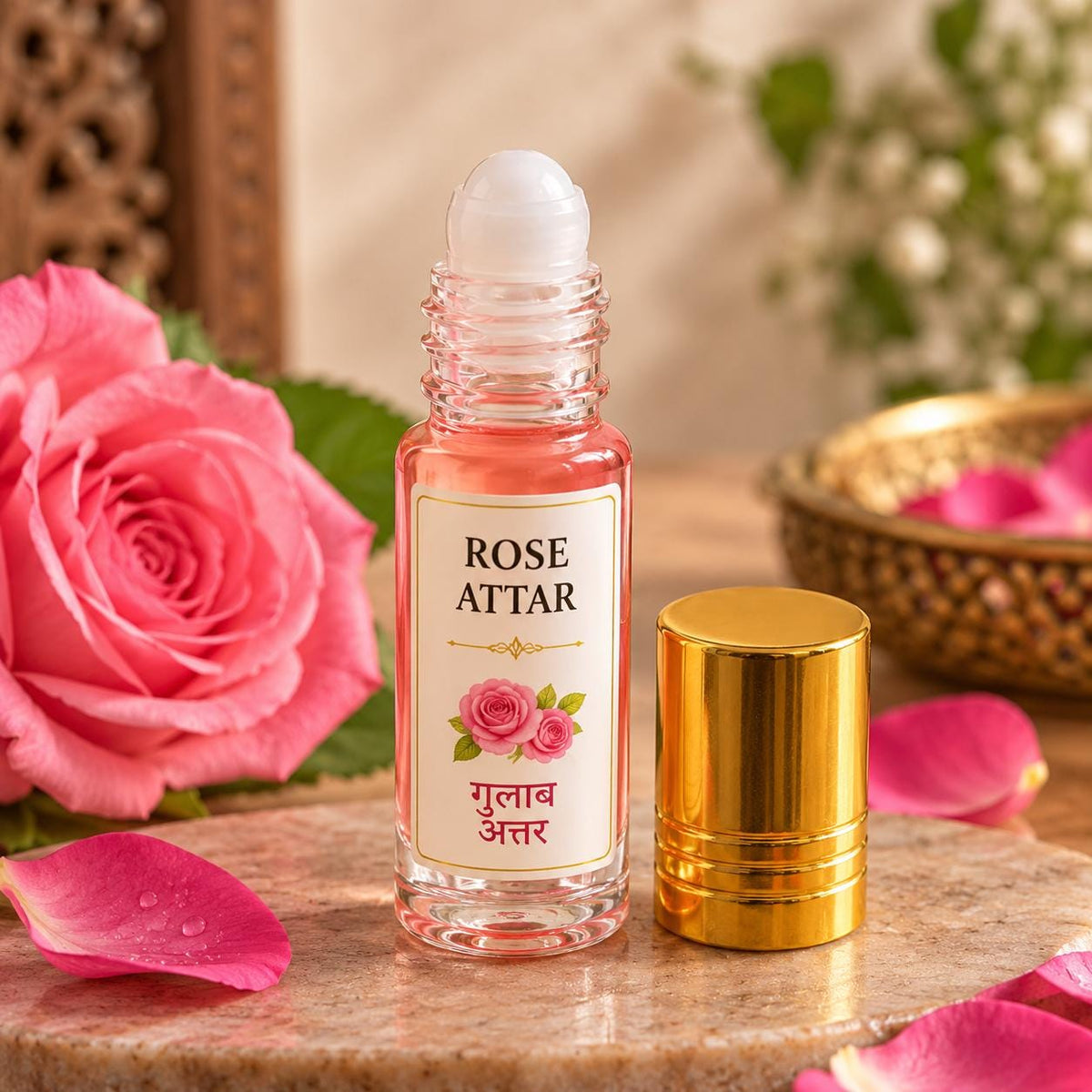 Pure Rose Attar – Traditional Indian Floral Perfume Oil (Roll-On)