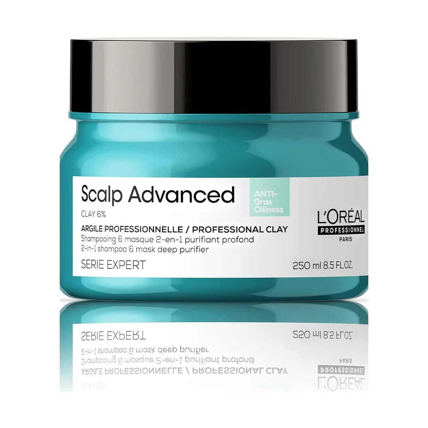 L'Oréal Scalp Advanced Anti-Oiliness Clay hair mask 250g | 2-in-1 Deep Purifier with 3% AHA | For Oily Scalp & Hair Detox