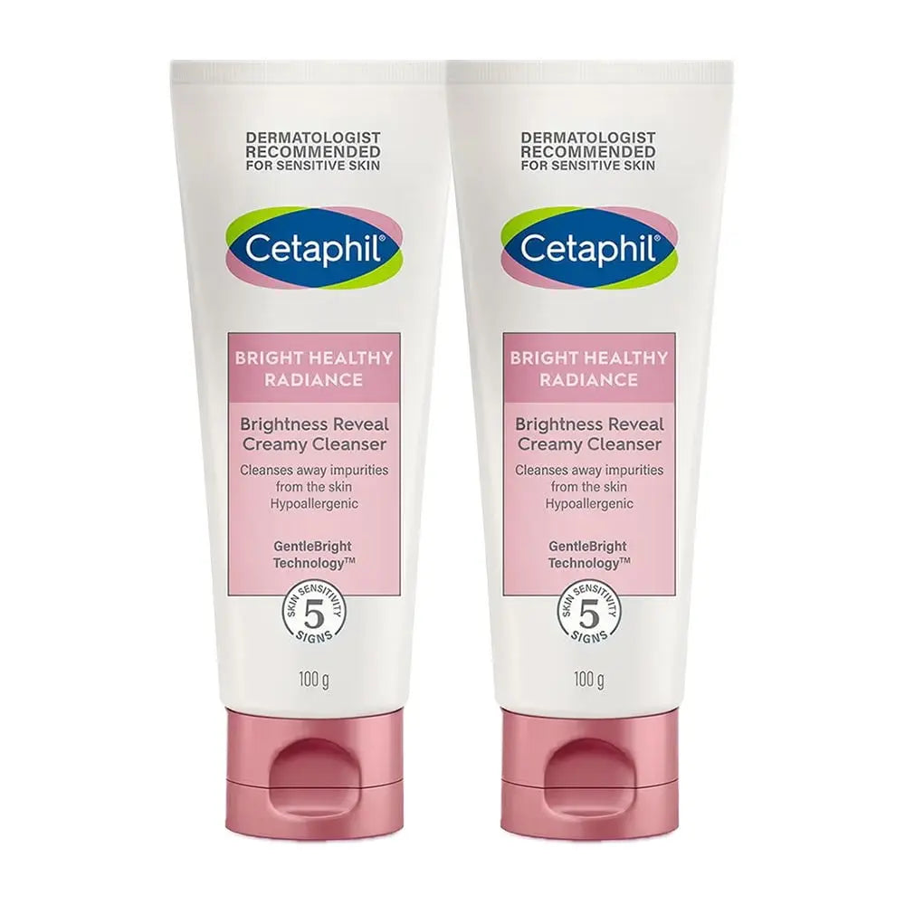 Cetaphil Brightness Reveal Creamy Cleanser 100ml (Pack of 2) | Gentle Skin Brightening Face Wash with Niacinamide & White Sea Daffodil