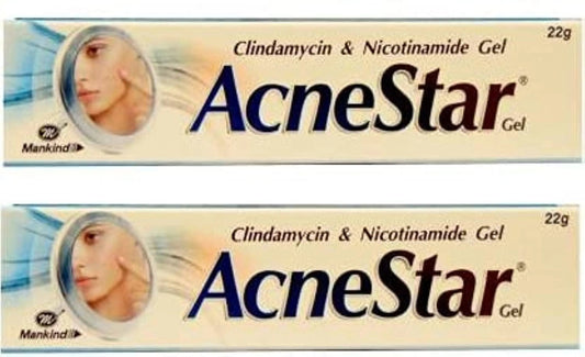 Acnestar Gel for Acne & Pimples (Pack of 2 x 22gm) | Anti-Bacterial & Anti-Inflammatory Gel for Clear, Oil-Free Skin