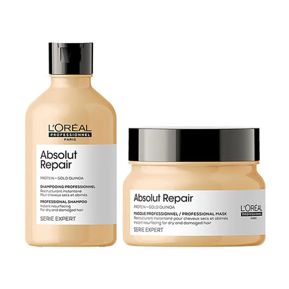 L'Oreal Professionnel Absolut Repair Shampoo 300ml & Hair Mask 250g – Intense Repair Combo for Damaged Hair