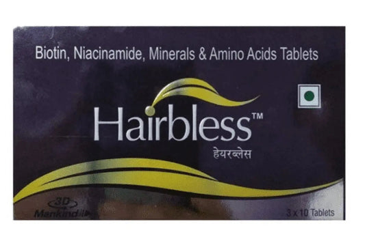 Hairbless Hair Growth Tablets (Pack of 30) | Vitamins, Minerals & Amino Acids for Reduced Hair Fall & Strengthened Follicles