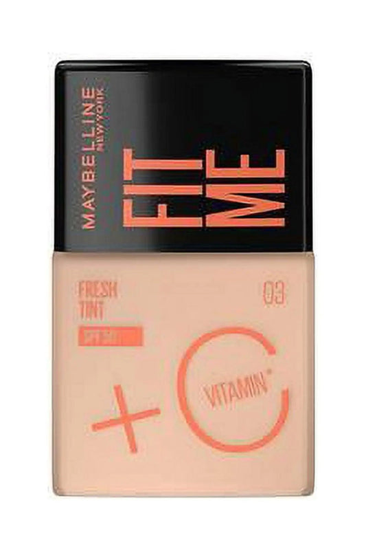 Maybelline Fit Me Fresh Tint Foundation – Shade 03, 30ml | Lightweight Skin Tint with SPF 50 & Vitamin C for Daily Natural Coverage