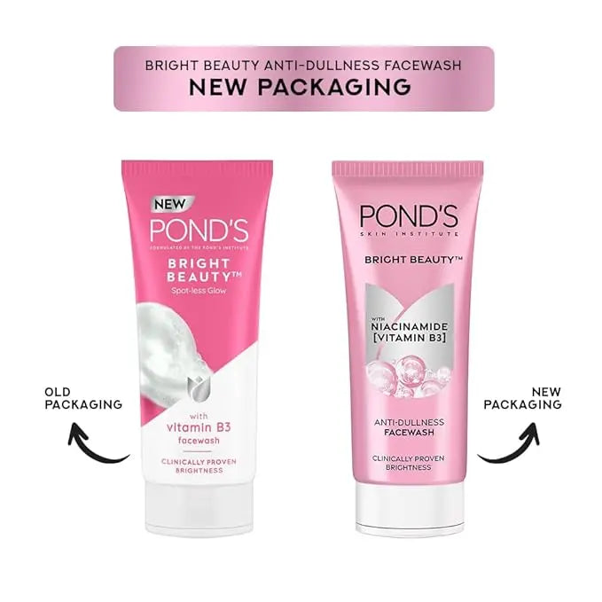 Pond’s Bright Beauty Anti-Dullness & Brightening Facewash 150g – Niacinamide-Enriched Daily Cleanser for Glass Skin & 4X Brighter Complexion