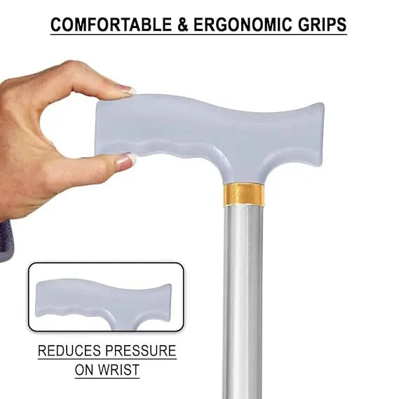 Adjustable Walking Stick – Lightweight Mobility Support for Seniors | Non-Slip Handle | Gray Walking Cane for Men & Women