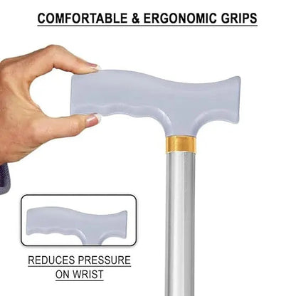 Adjustable Walking Stick – Lightweight Mobility Support for Seniors | Non-Slip Handle | Gray Walking Cane for Men & Women