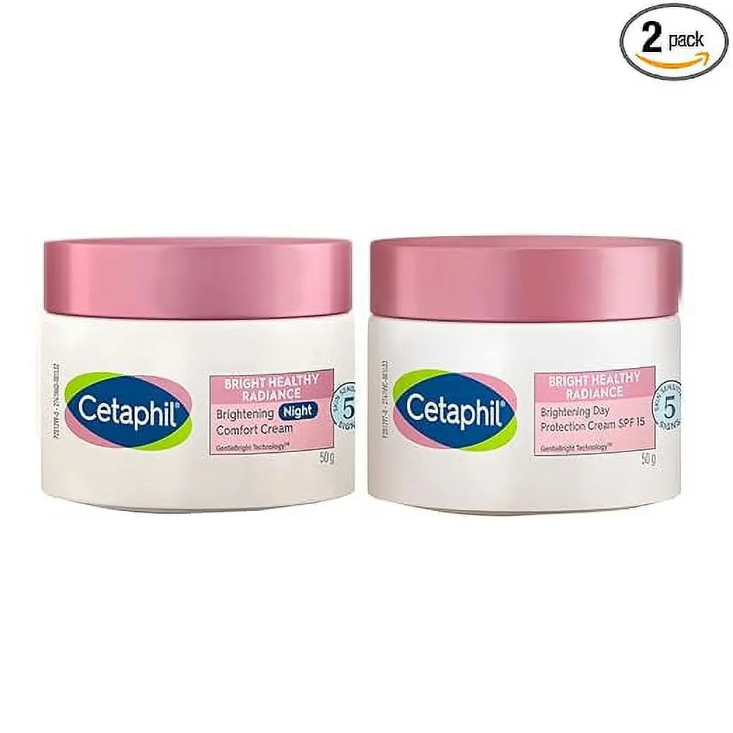 Cetaphil Brightening Day and Night Cream Combo | 50 ml Each | Even Tone & Skin Radiance with SPF