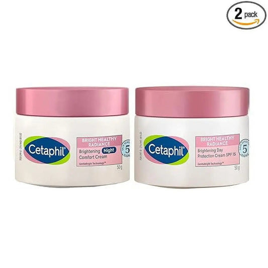 Cetaphil Brightening Day and Night Cream Combo | 50 ml Each | Even Tone & Skin Radiance with SPF