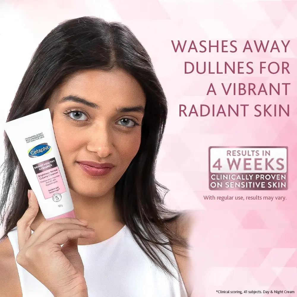 Cetaphil Brightness Reveal Creamy Cleanser 100ml (Pack of 2) | Gentle Skin Brightening Face Wash with Niacinamide & White Sea Daffodil