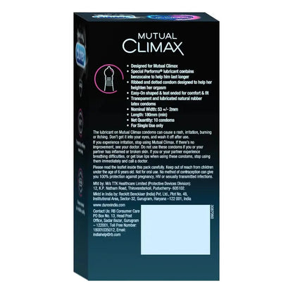 Durex Mutual Climax Dotted & Ribbed Condoms – 10 Count (Pack of 2) | Climax Delay for Men & Enhanced Sensation for Women V2deliver.com