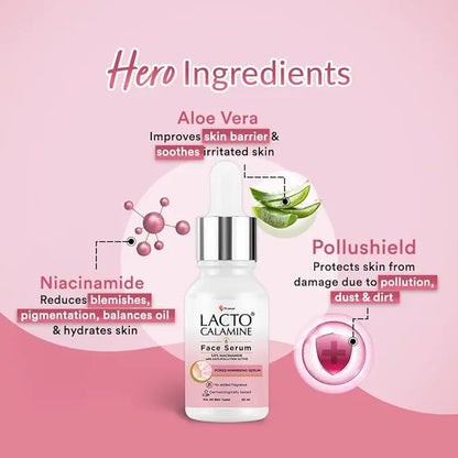 Lacto Calamine 10% Niacinamide Face Serum | Oil Control, Acne Marks & Pore Refining – 30ml