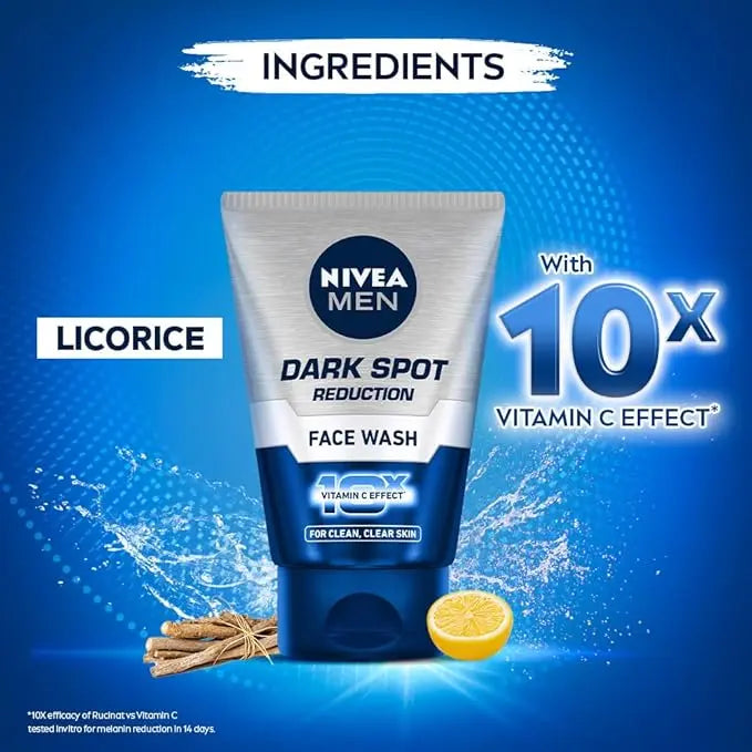 Nivea Men Advanced Whitening Face Wash 100ml (Pack of 2) | Dark Spot Reduction & Oil Control | For Fresh & Clear Skin