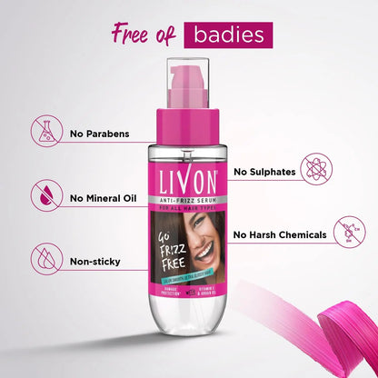 Livon Hair Serum for Women & Men – 100ml | Smooth, Frizz-Free & Glossy Finish for All Hair Types