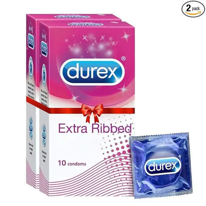 Durex Extra Ribbed Condoms 20 Count | 10s Pack of 2 | Textured for Enhanced Pleasure