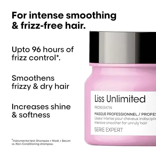 L’Oréal Professionnel Série Expert Liss Unlimited Mask 250 ml | Pro‑Keratin Smoothing Hair Mask for Frizzy, Unruly Hair
