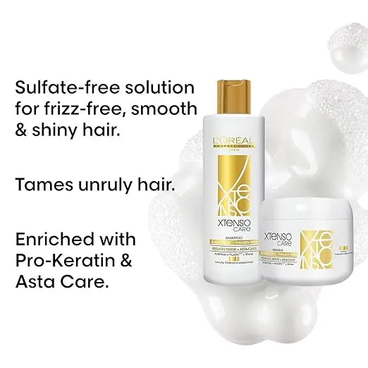 L'Oreal Professionnel Xtenso Care Sulfate-Free Golden Shampoo 250ml & Hair Masque 200ml Combo – Nourishing Hair Care for All Hair Types (Pack of 2)