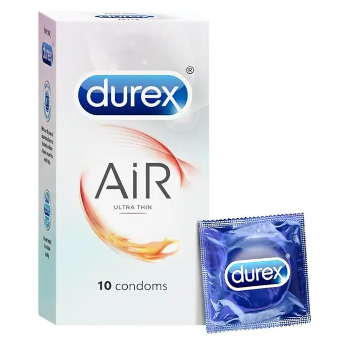 Durex Real Feel Lubricant 50ml & Durex Air Ultra Thin Condoms - 10 Count | Skin-Like Feel, Enhanced Pleasure Combo