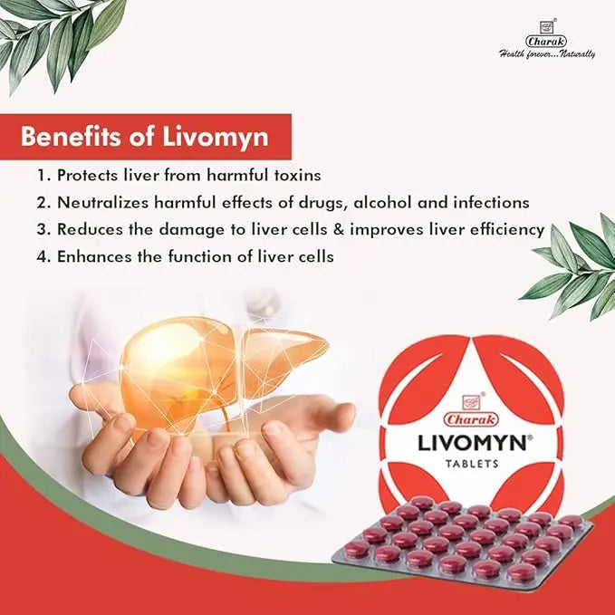 Charak Pharma Livomyn Tablet | Liver Support & Detox Formula | 30 Tablets × Pack of 3 | Ayurvedic Liver Tonic