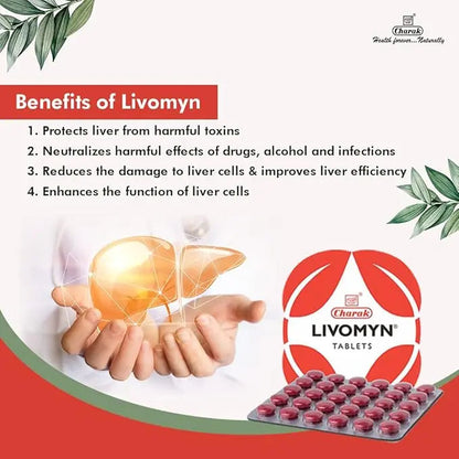 Charak Pharma Livomyn Tablet | Liver Support & Detox Formula | 30 Tablets × Pack of 3 | Ayurvedic Liver Tonic